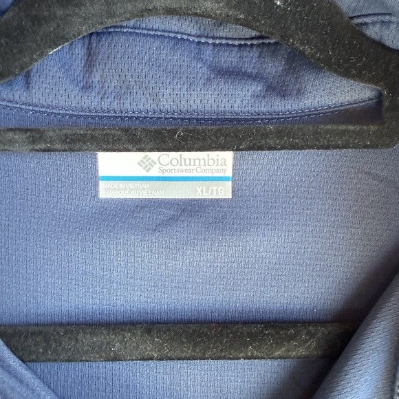 NEW Columbia Men's XL Polo Shirt Omni-Shade UPF 40 Sun Protection Blue & Navy - Picture 3 of 7